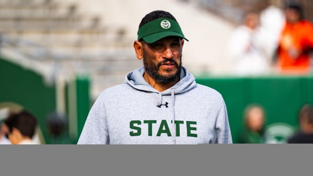 Colorado State University head coach Jay Norvell enters the field before their senior game against Nevada at Canvas Satdium in Fort Collins on Saturday Nov. 18. CSU won 30-20.